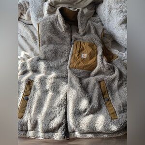 Carhartt Gray and Brown Fleece Vest